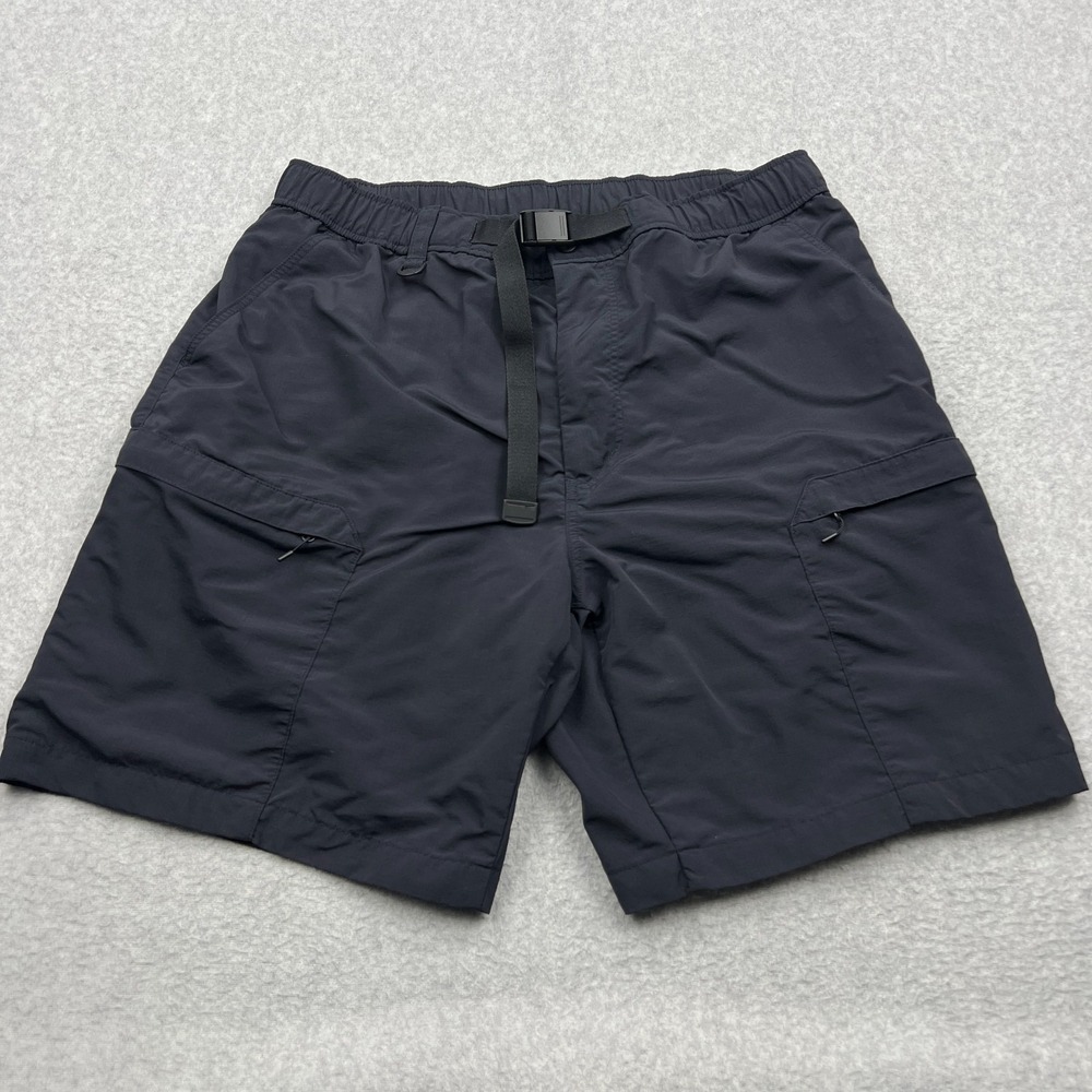 Uniqlo Geared Utility Shorts Men's Large Black Nylon Ripstop Cargo 8" Belted